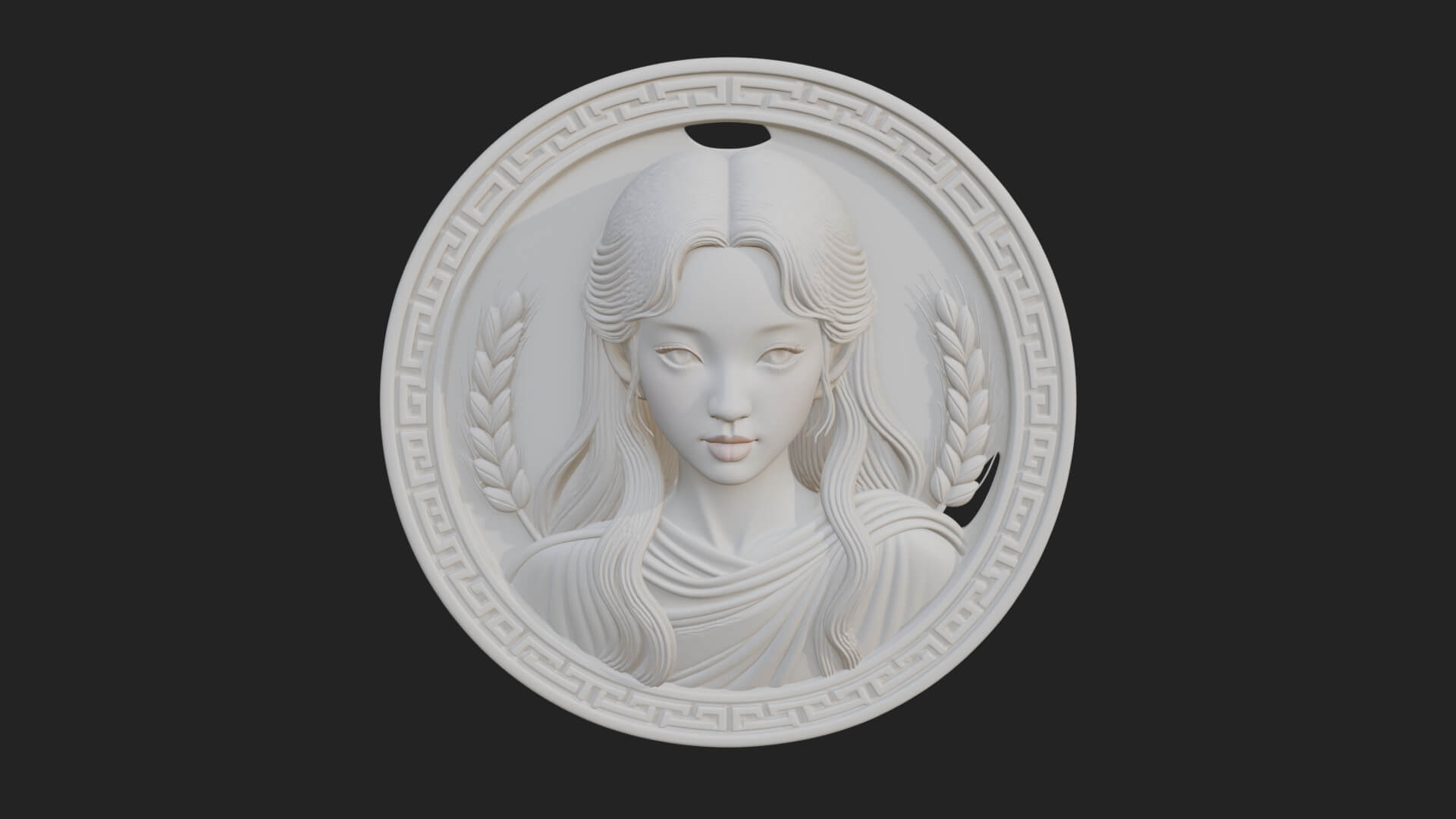 Virgo Zodiac Relief Medallion Pendant Design 5 3D Print Mode 3D Model