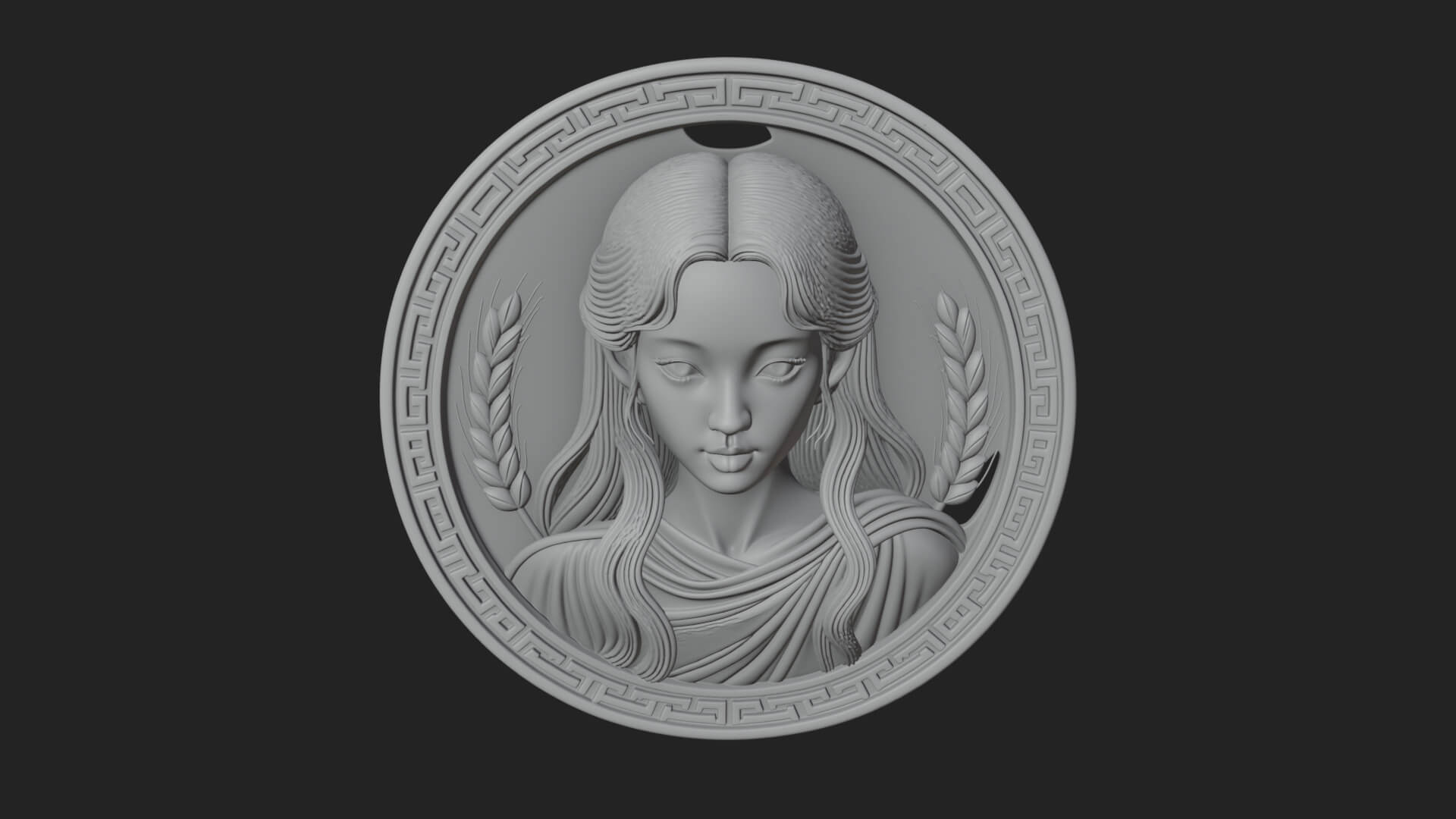 Virgo Zodiac Relief Medallion Pendant Design 5 3D Print Mode 3D Model