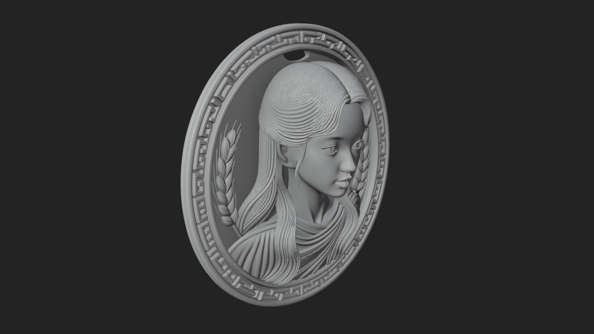 Virgo Zodiac Relief Medallion Pendant Design 5 3D Print Mode 3D Model