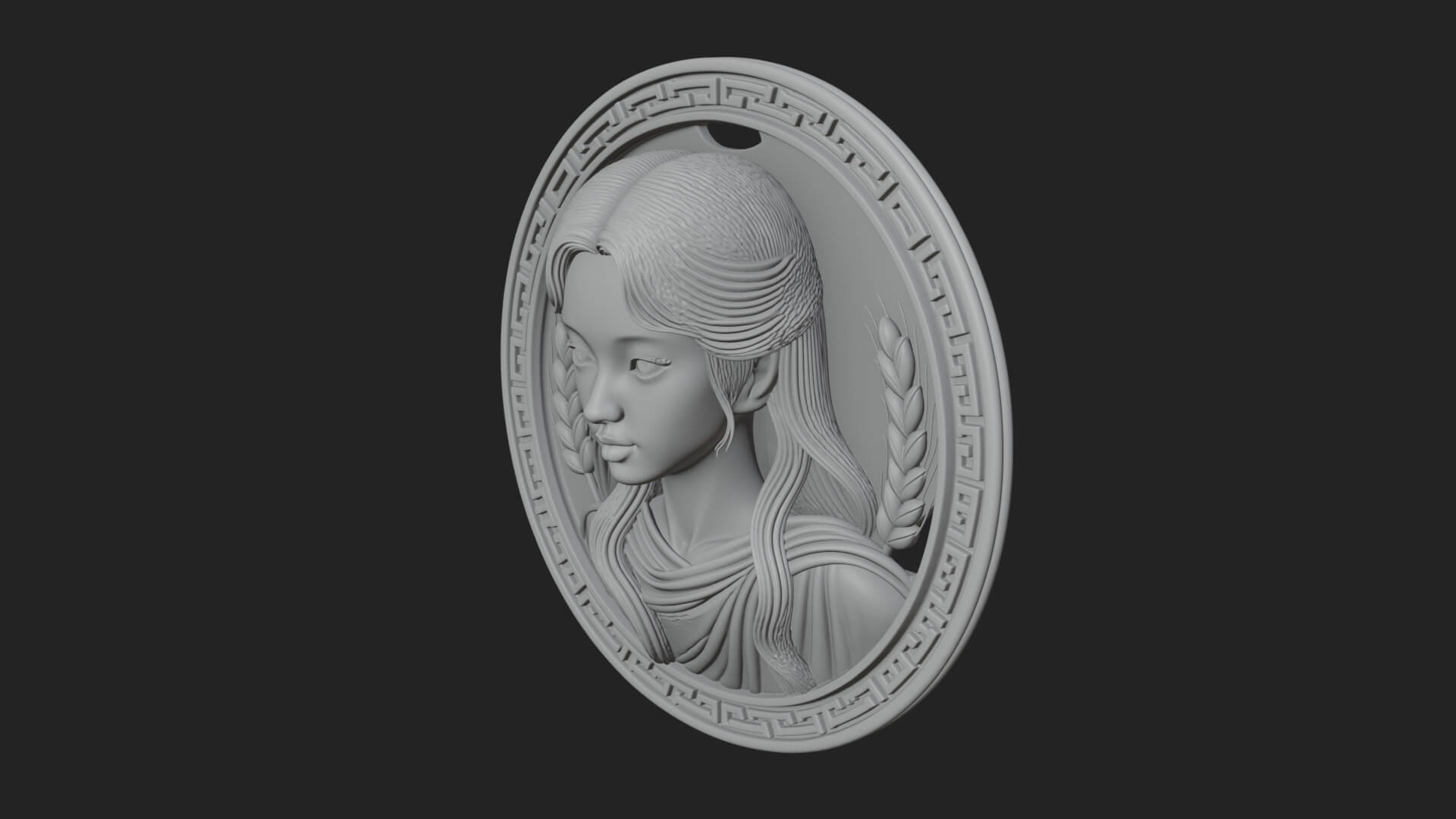 Virgo Zodiac Relief Medallion Pendant Design 5 3D Print Mode 3D Model