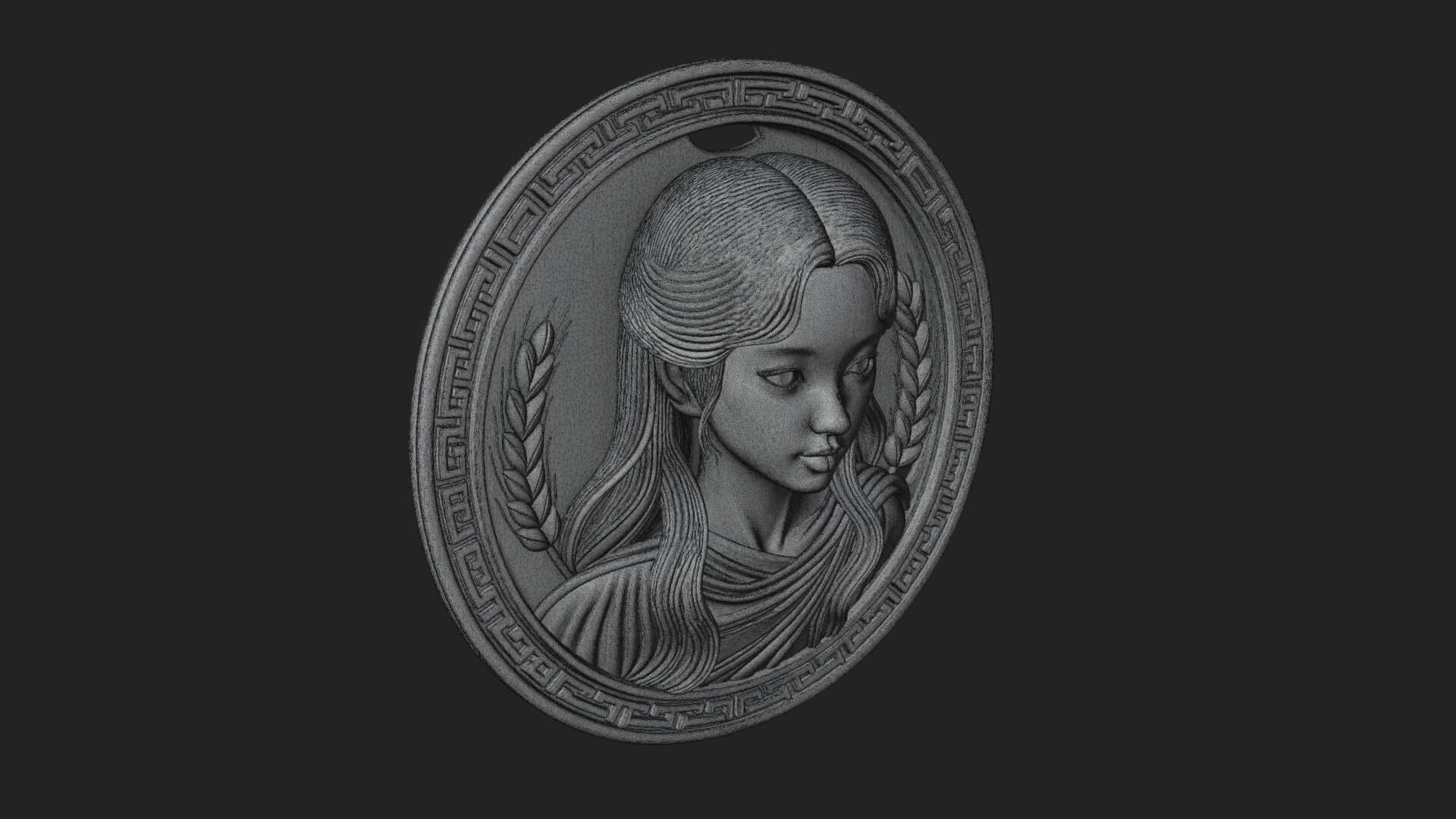 Virgo Zodiac Relief Medallion Pendant Design 5 3D Print Mode 3D Model