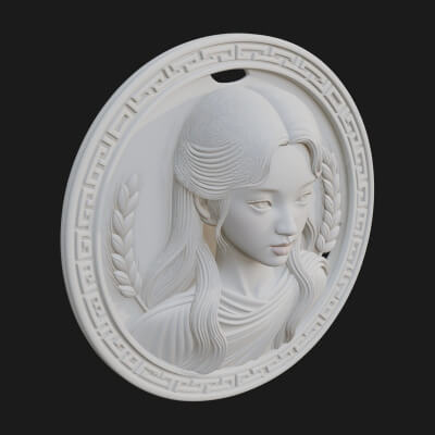 Virgo Zodiac Relief Medallion Pendant Design 5 3D Print Mode