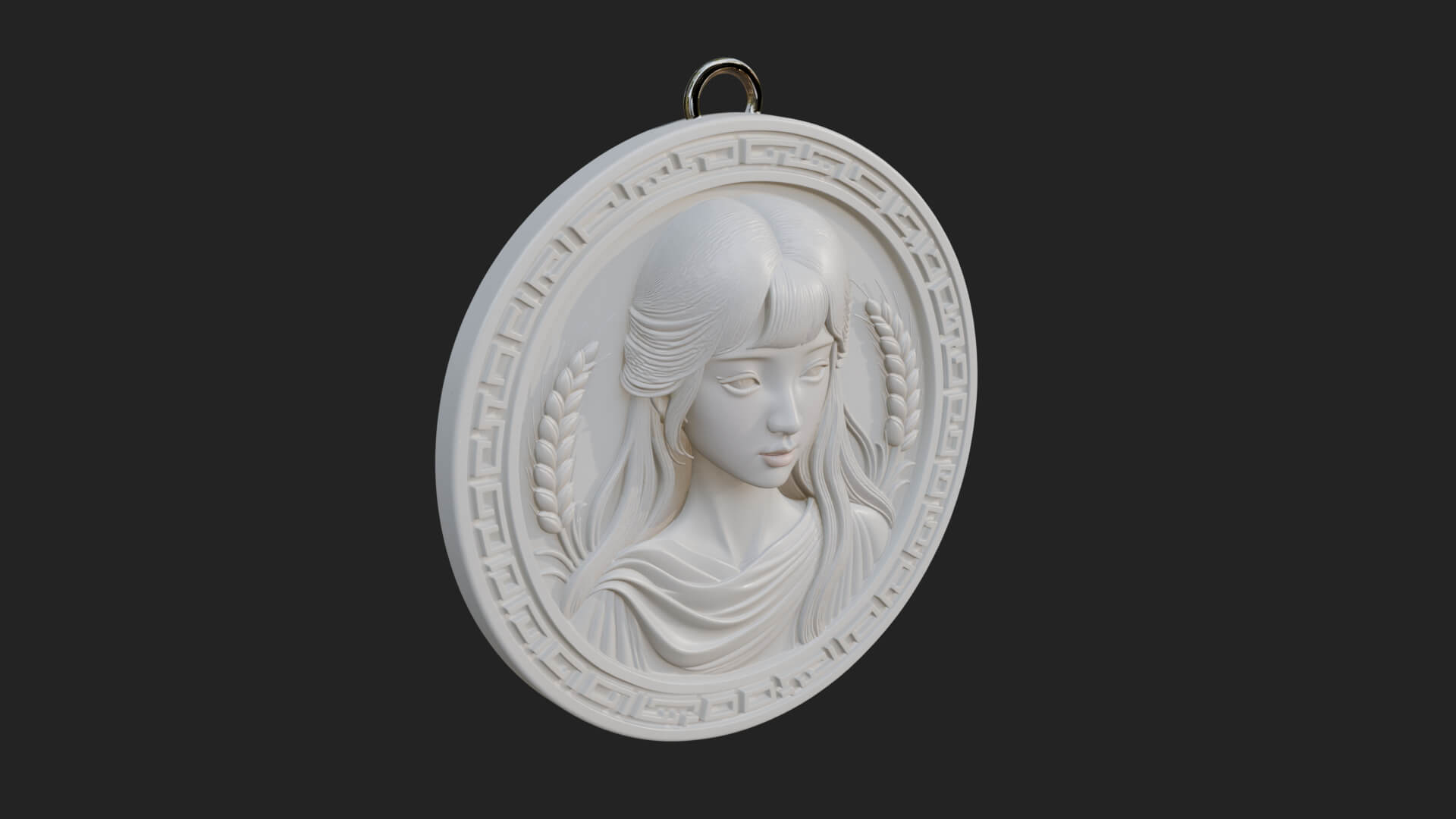 Virgo Zodiac Relief Medallion Pendant Design 6 3D Print Mode 3D Model
