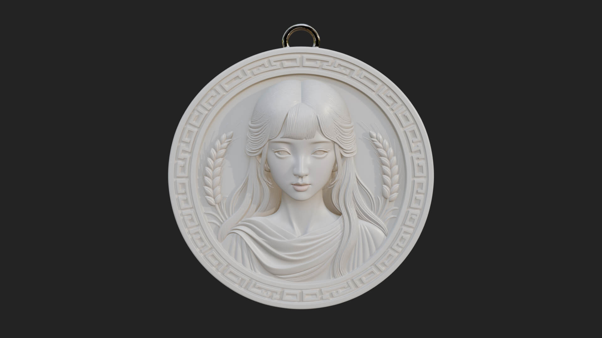 Virgo Zodiac Relief Medallion Pendant Design 6 3D Print Mode 3D Model