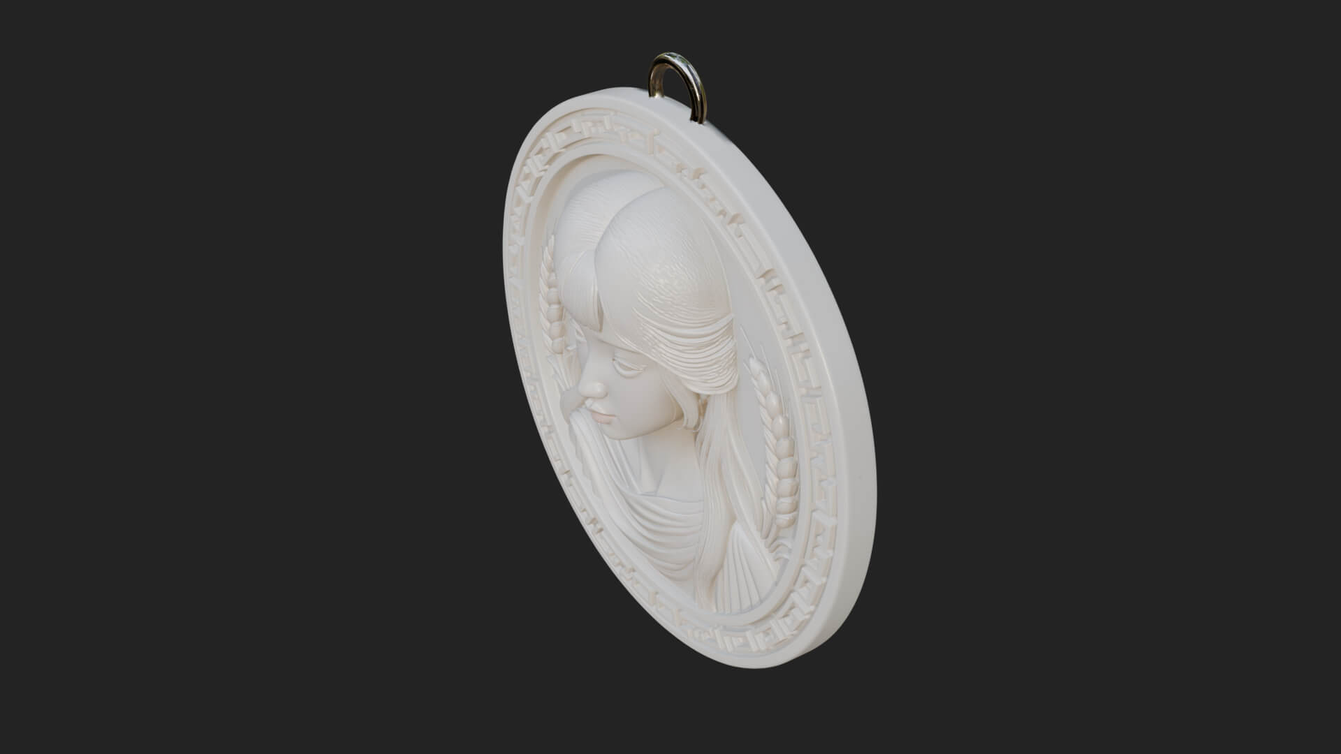 Virgo Zodiac Relief Medallion Pendant Design 6 3D Print Mode 3D Model