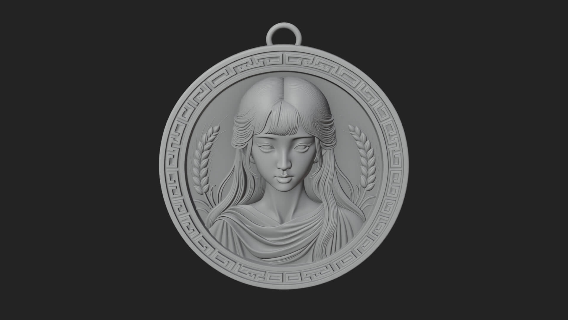 Virgo Zodiac Relief Medallion Pendant Design 6 3D Print Mode 3D Model