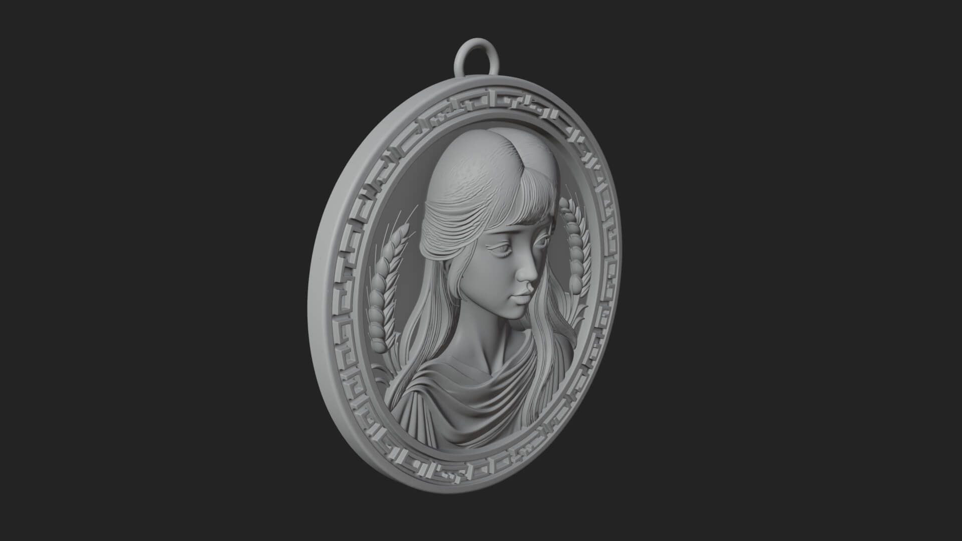 Virgo Zodiac Relief Medallion Pendant Design 6 3D Print Mode 3D Model