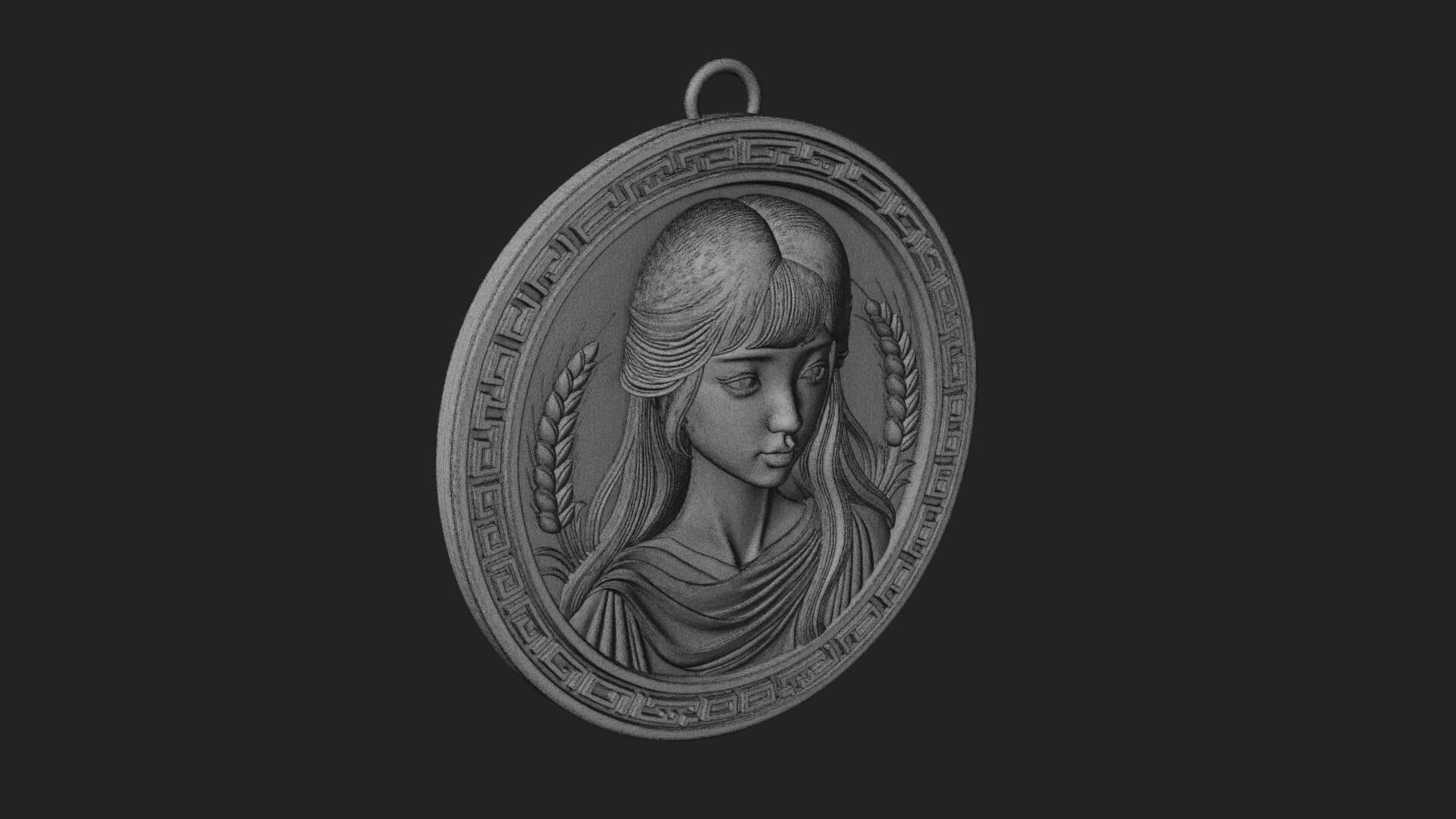 Virgo Zodiac Relief Medallion Pendant Design 6 3D Print Mode 3D Model
