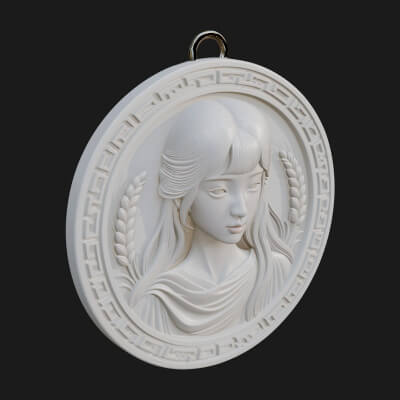 Virgo Zodiac Relief Medallion Pendant Design 6 3D Print Mode
