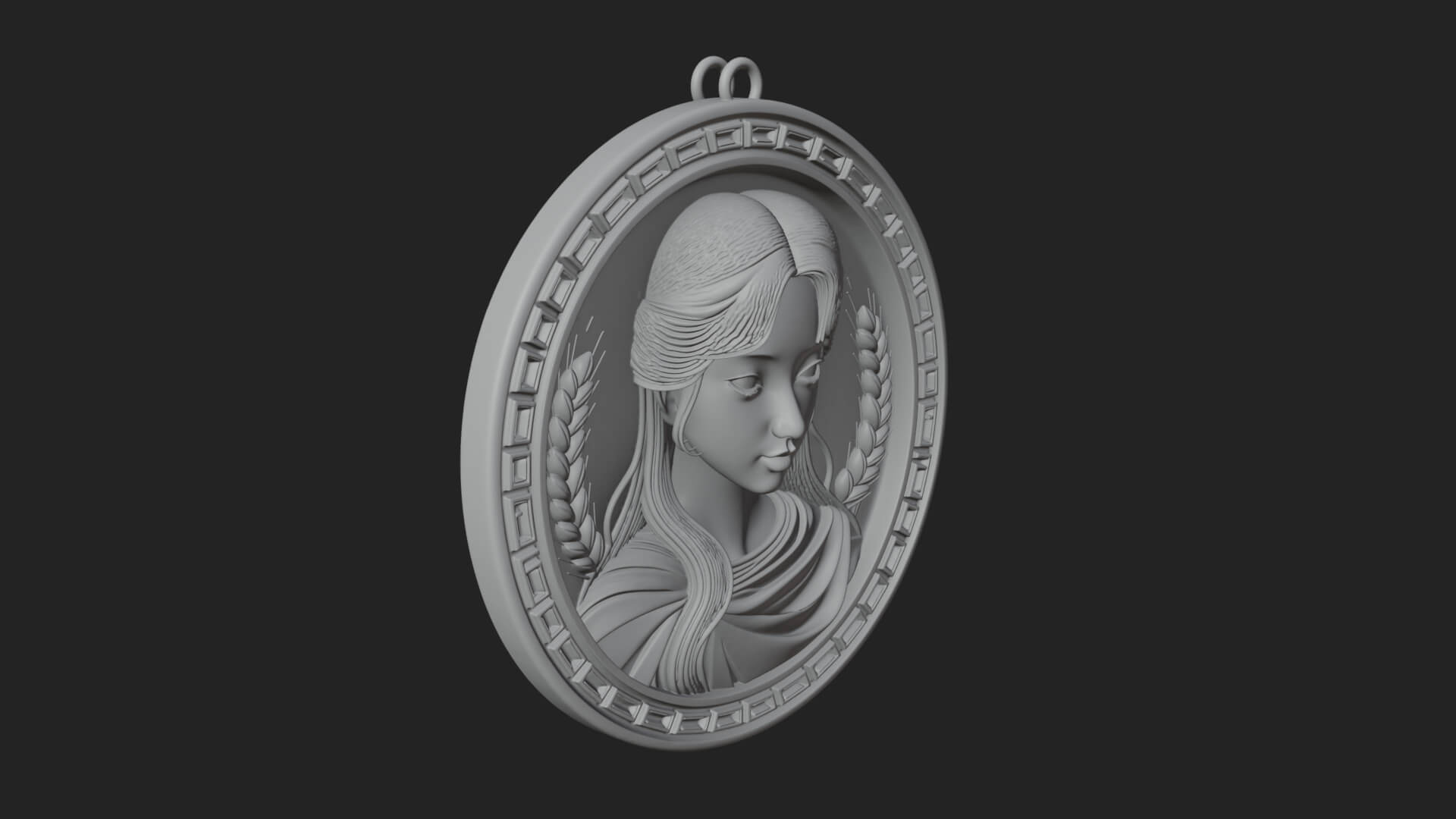 Virgo Zodiac Relief Medallion Pendant Design 7 3D Print Mode 3D Model