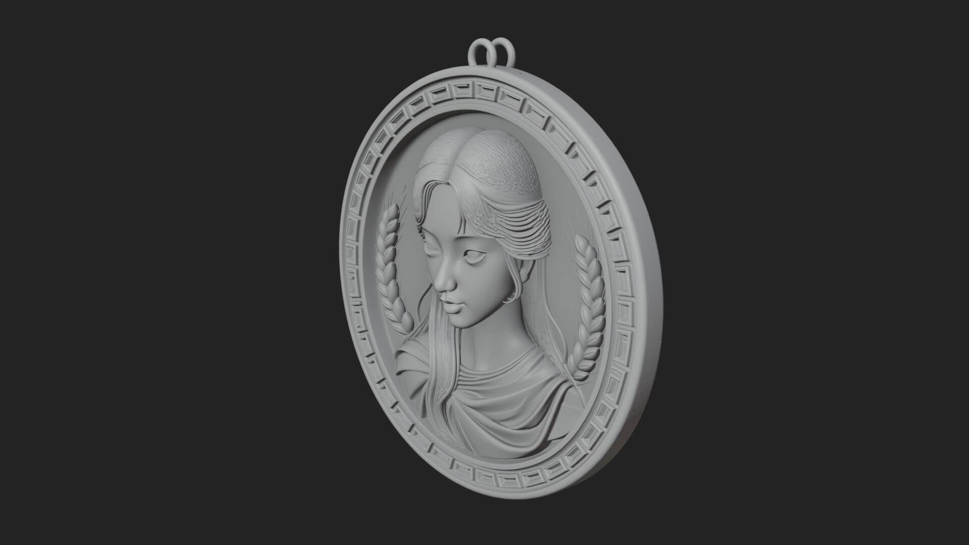 Virgo Zodiac Relief Medallion Pendant Design 7 3D Print Mode 3D Model