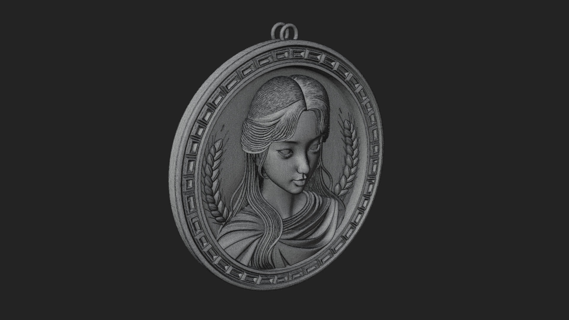 Virgo Zodiac Relief Medallion Pendant Design 7 3D Print Mode 3D Model