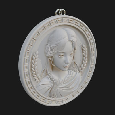 Virgo Zodiac Relief Medallion Pendant Design 7 3D Print Mode