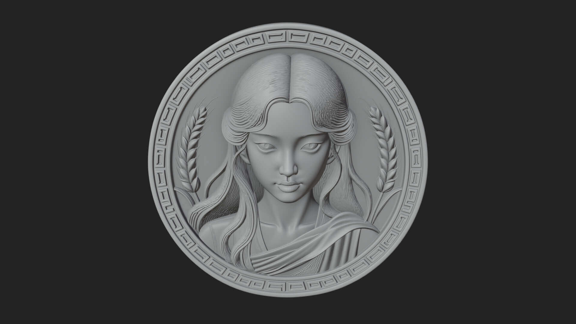 Virgo Zodiac Relief Medallion Pendant Design 8 3D Print Mode 3D Model