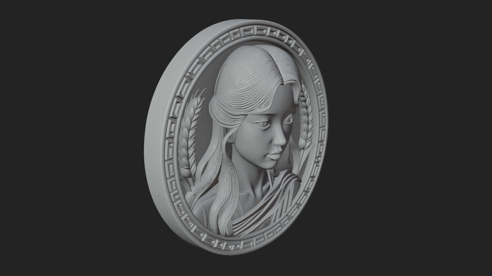 Virgo Zodiac Relief Medallion Pendant Design 8 3D Print Mode 3D Model
