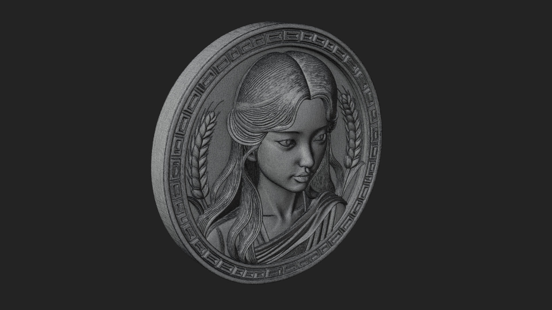 Virgo Zodiac Relief Medallion Pendant Design 8 3D Print Mode 3D Model