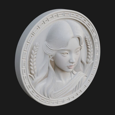 Virgo Zodiac Relief Medallion Pendant Design 8 3D Print Mode