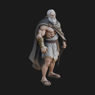 Walking Greek Philosopher Statue Design 4 3D Print Model