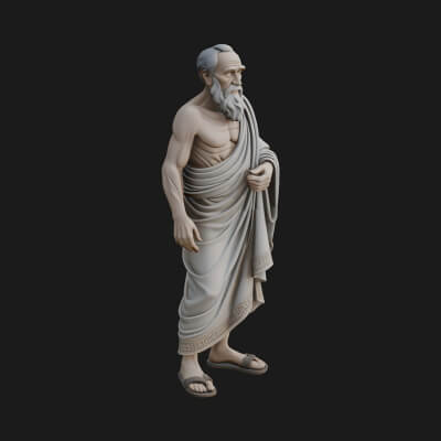 Walking Greek Philosopher Statue Design 6 3D Print Model