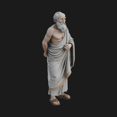 Walking Greek Philosopher Statue Design 7 3D Print Model