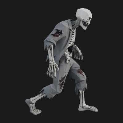 Walking Zombie Statue Design 3 3D Print Model