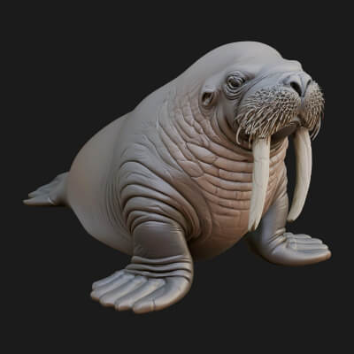 Walrus Statue Design 4 3D Print Model