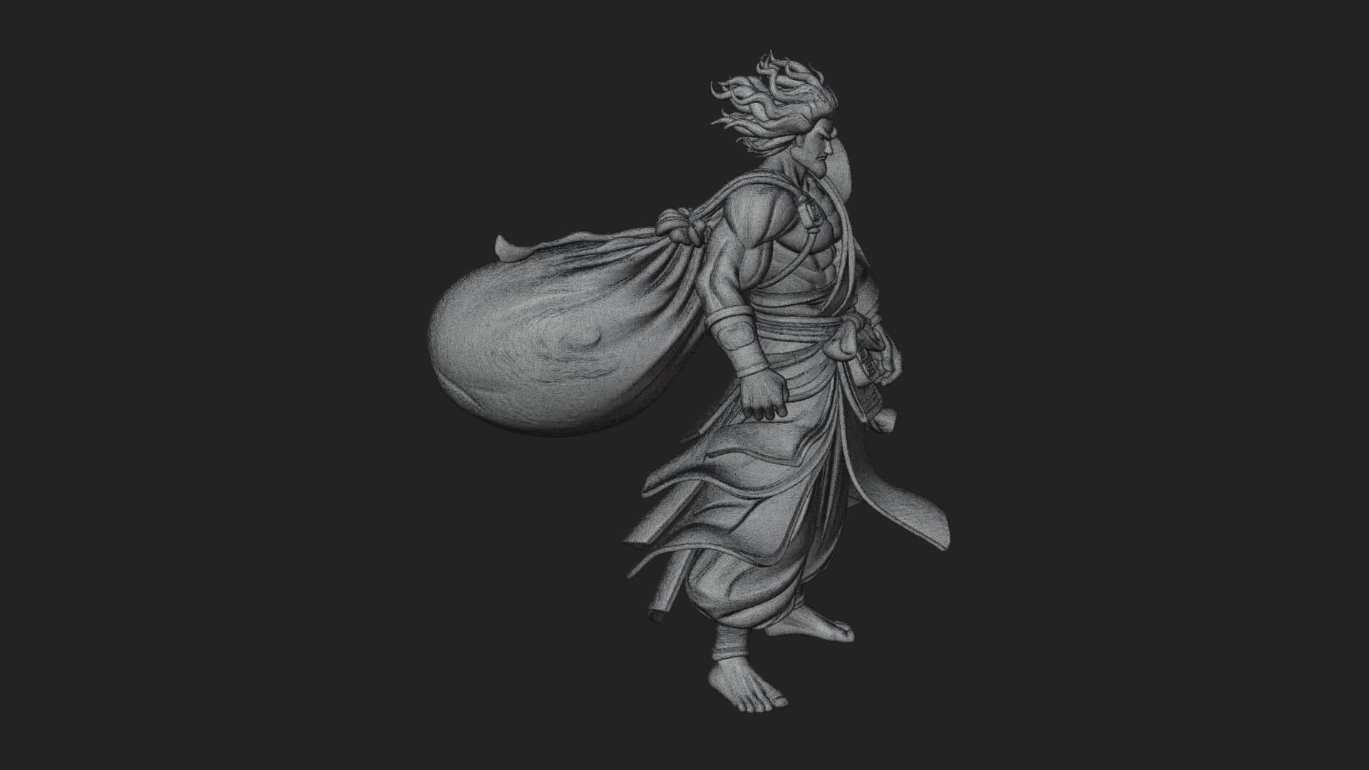 Wanderer with Sack Statue Design 1 3D Print Model 3D Model