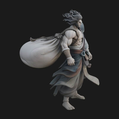 Wanderer with Sack Statue Design 1 3D Print Model
