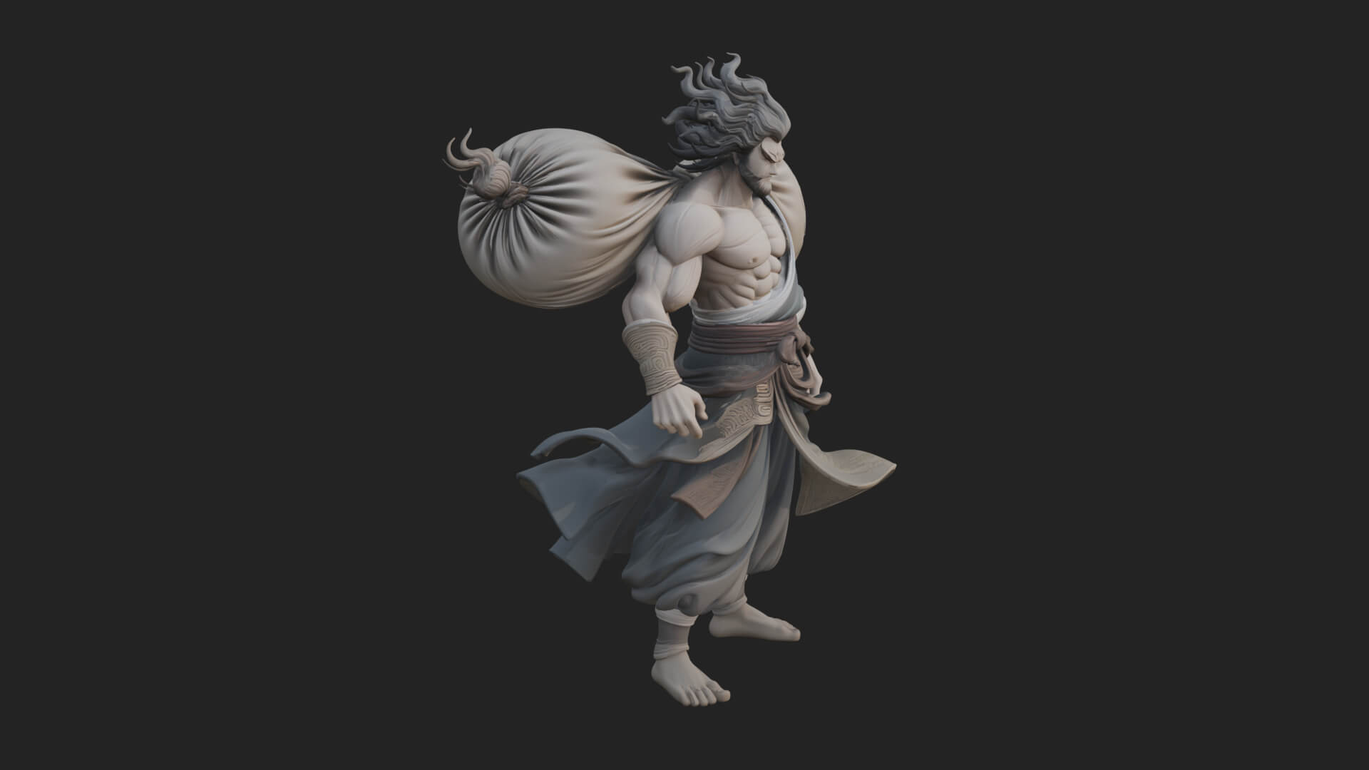 Wanderer with Sack Statue Design 2 3D Print Model 3D Model