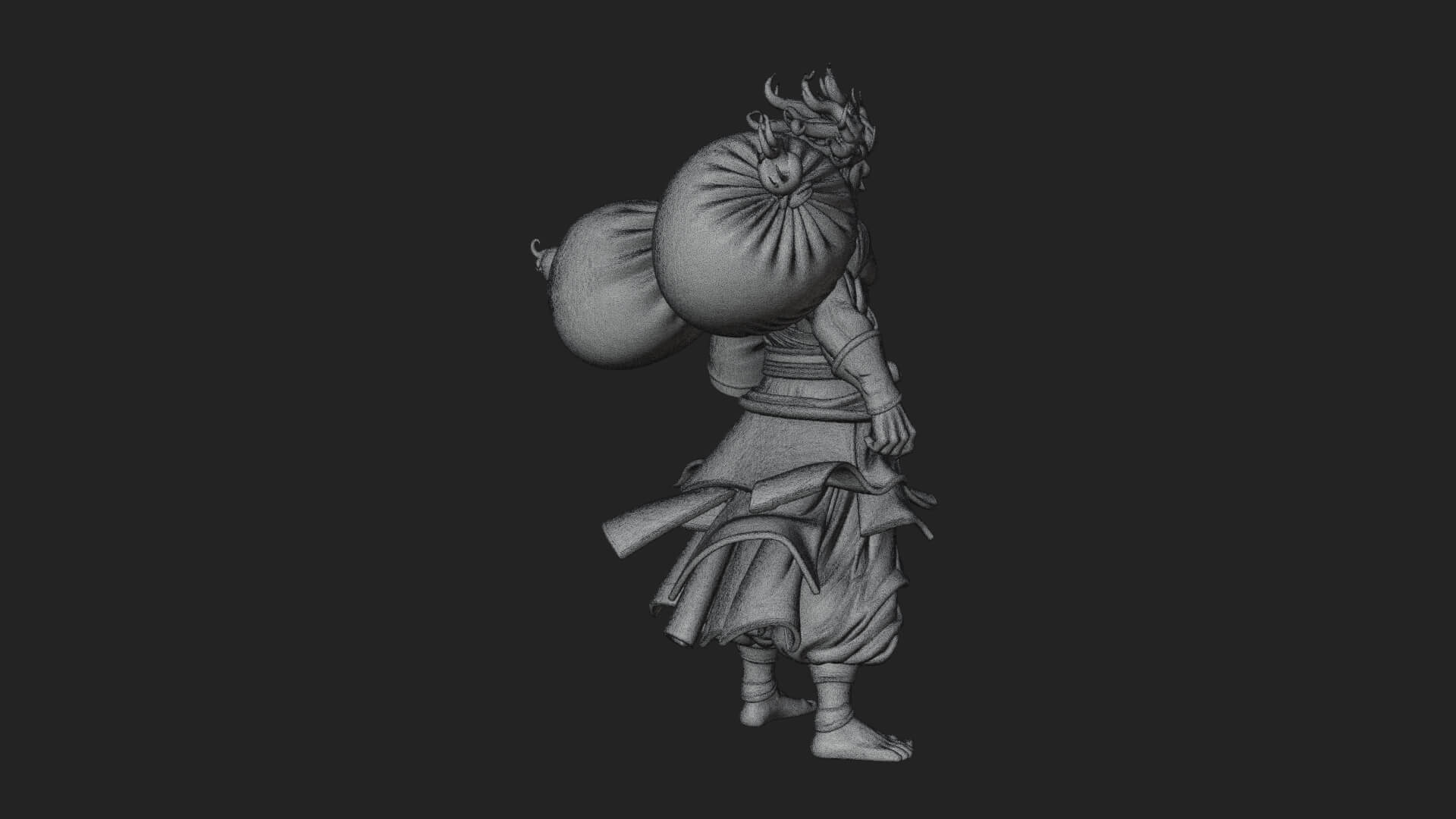 Wanderer with Sack Statue Design 2 3D Print Model 3D Model