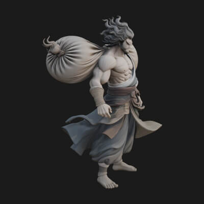 Wanderer with Sack Statue Design 2 3D Print Model