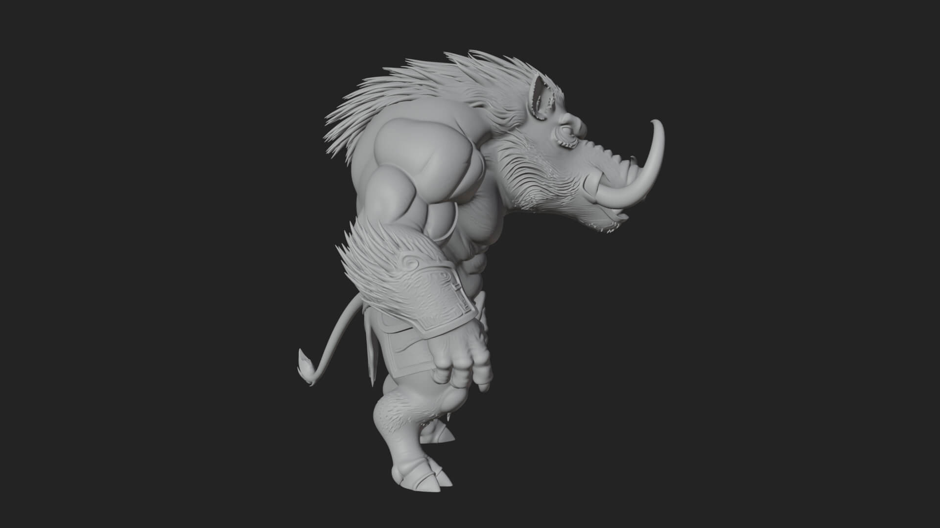 Warrior with Boar Head Statue Design 1 3D Print Model 3D Model