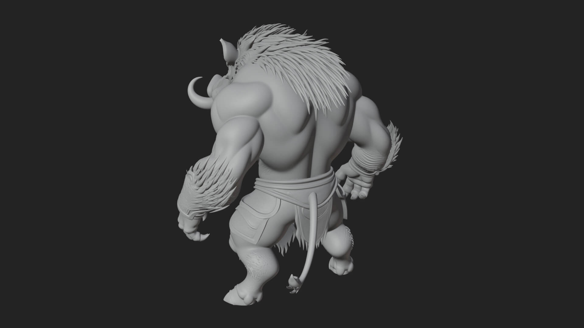 Warrior with Boar Head Statue Design 1 3D Print Model 3D Model