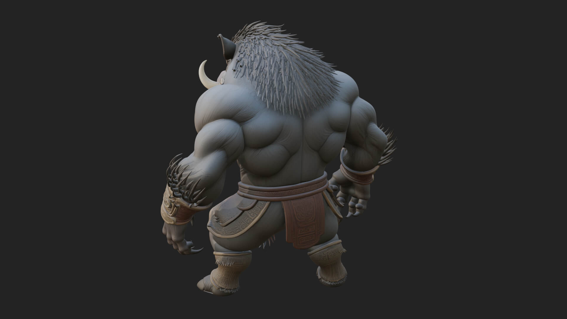 Warrior With Boar Head Statue Design 2 3D Print Model 3D Model