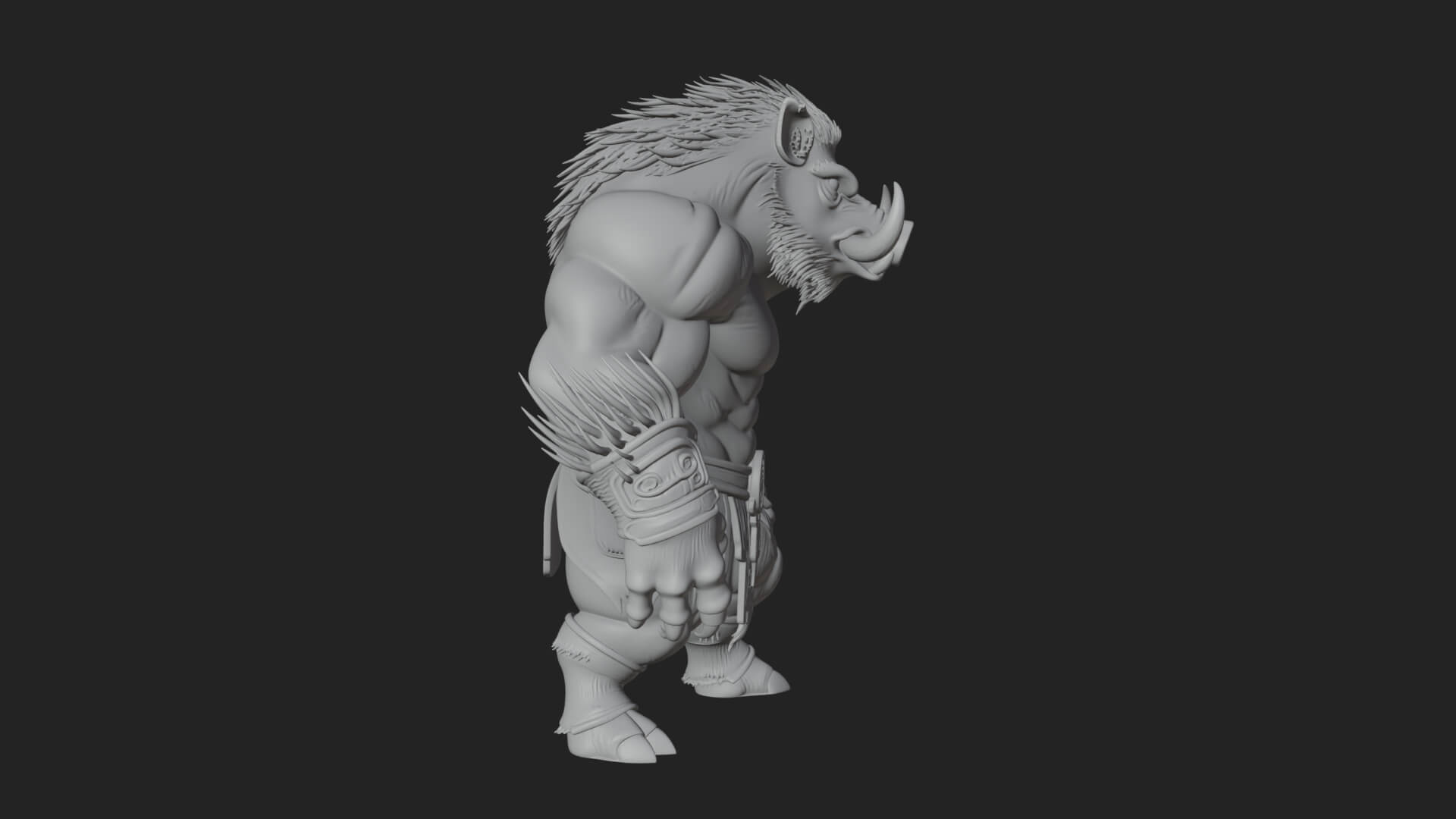 Warrior With Boar Head Statue Design 2 3D Print Model 3D Model