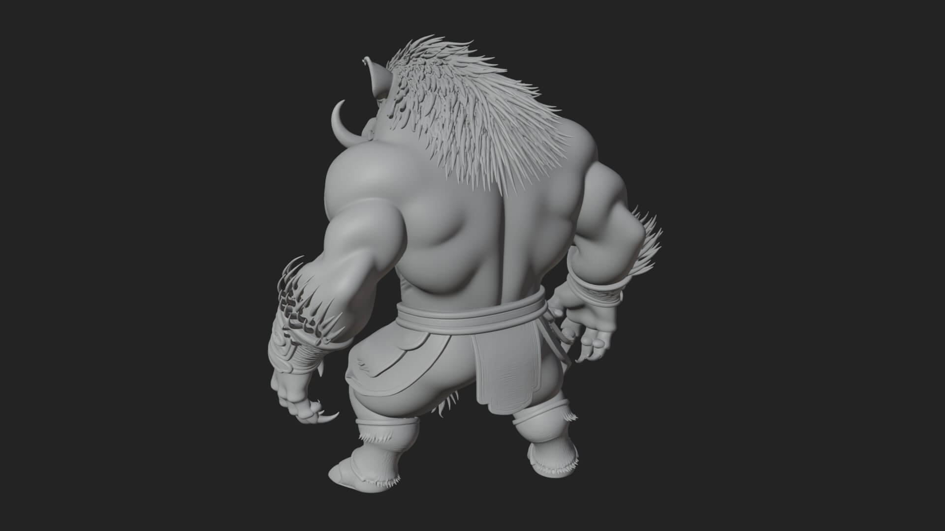 Warrior With Boar Head Statue Design 2 3D Print Model 3D Model