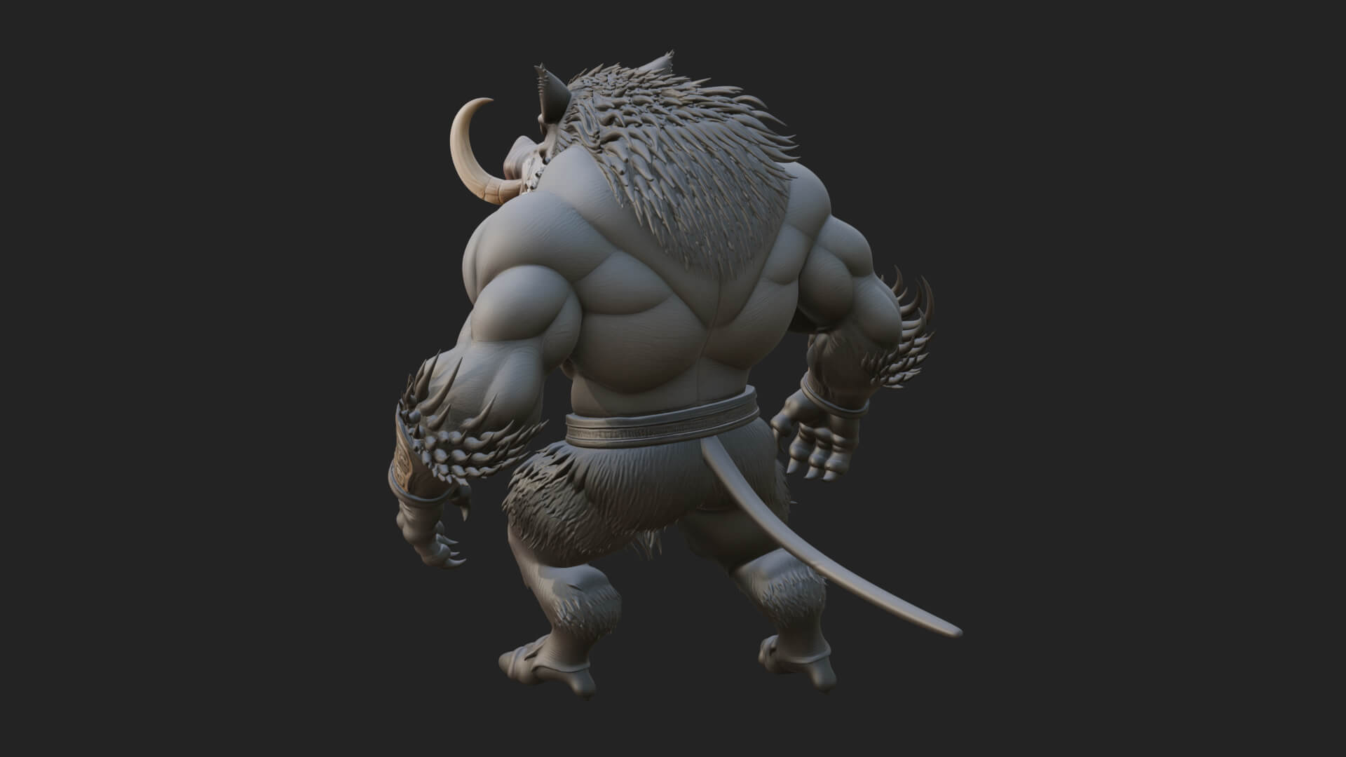 Warrior with Boar Head Statue Design 3 3D Print Model 3D Model