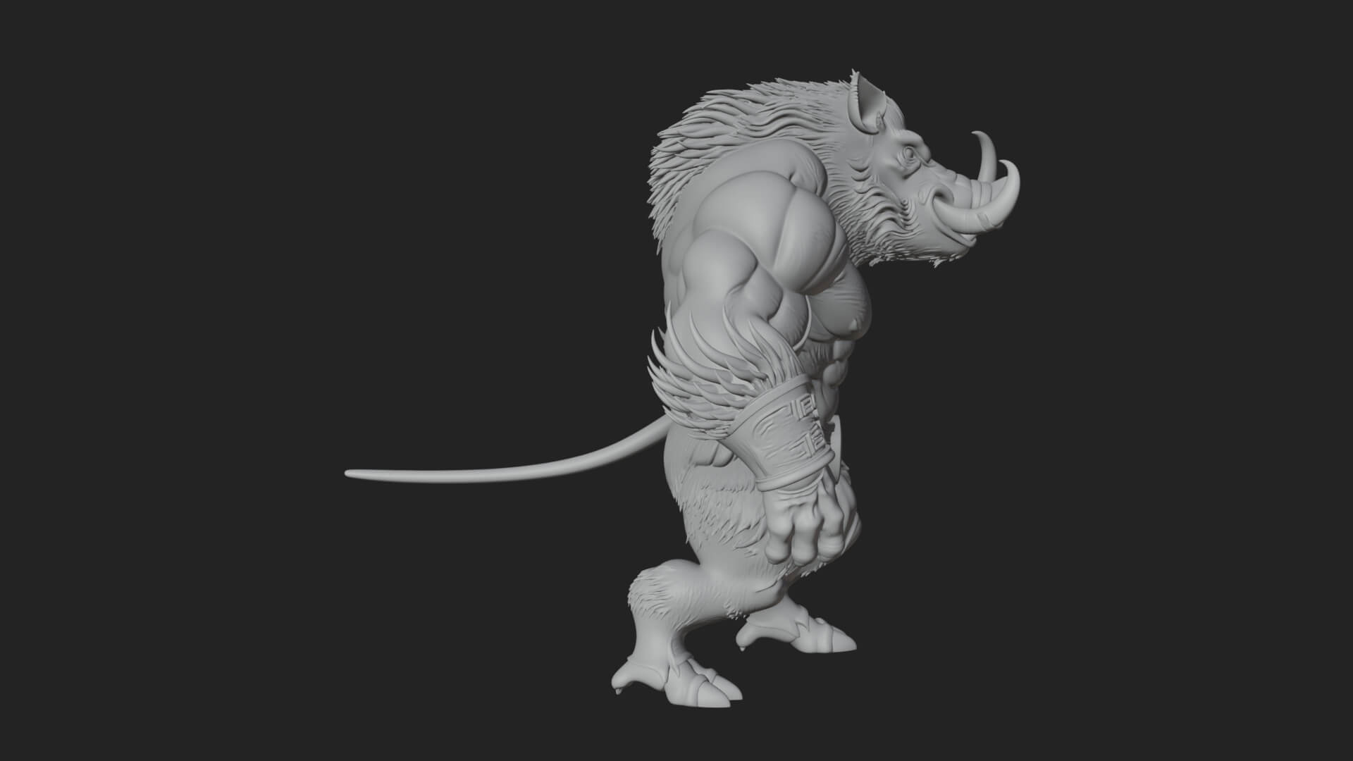 Warrior with Boar Head Statue Design 3 3D Print Model 3D Model