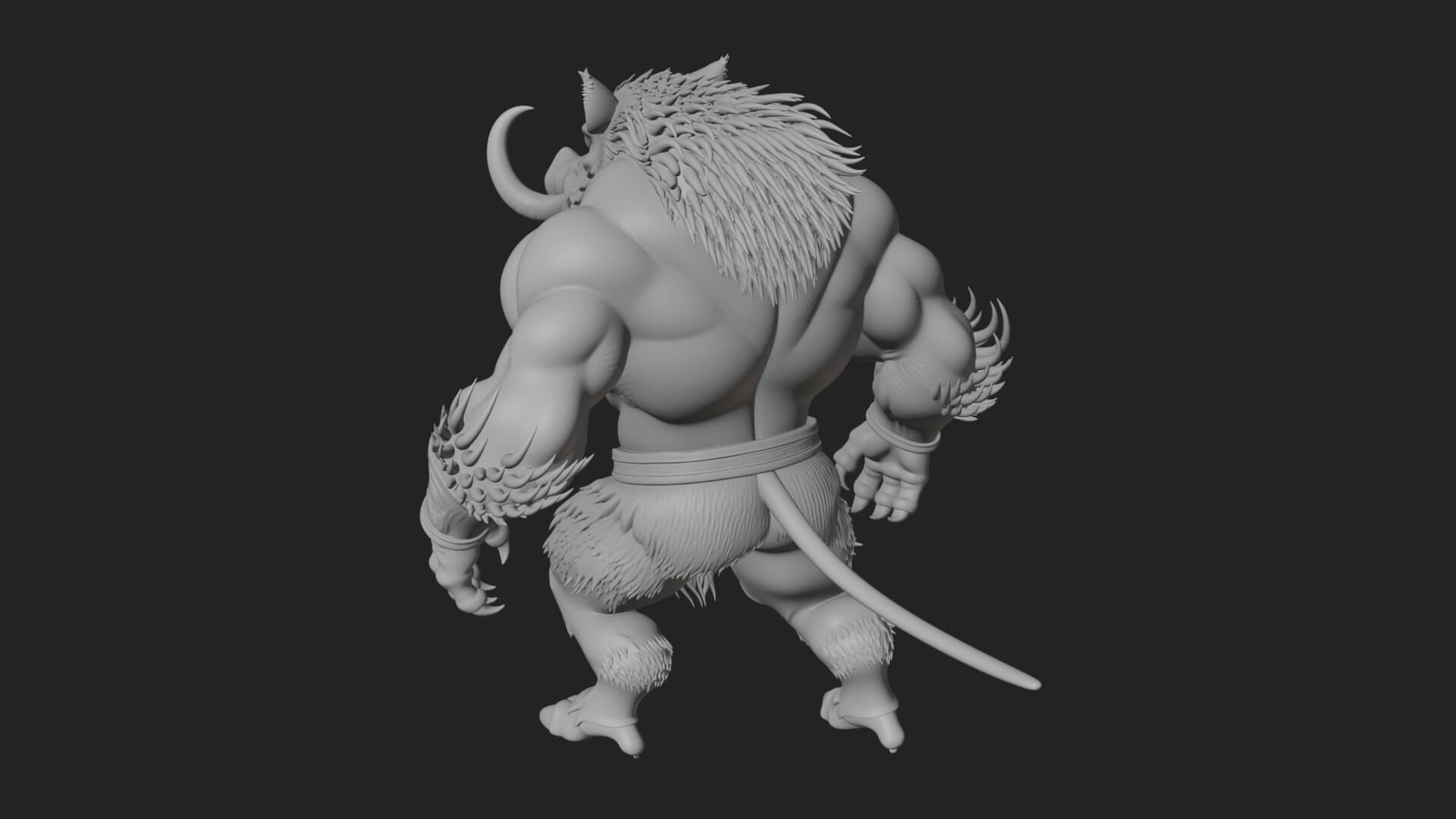 Warrior with Boar Head Statue Design 3 3D Print Model 3D Model
