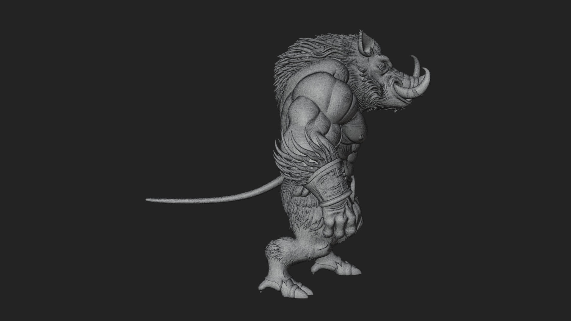 Warrior with Boar Head Statue Design 3 3D Print Model 3D Model