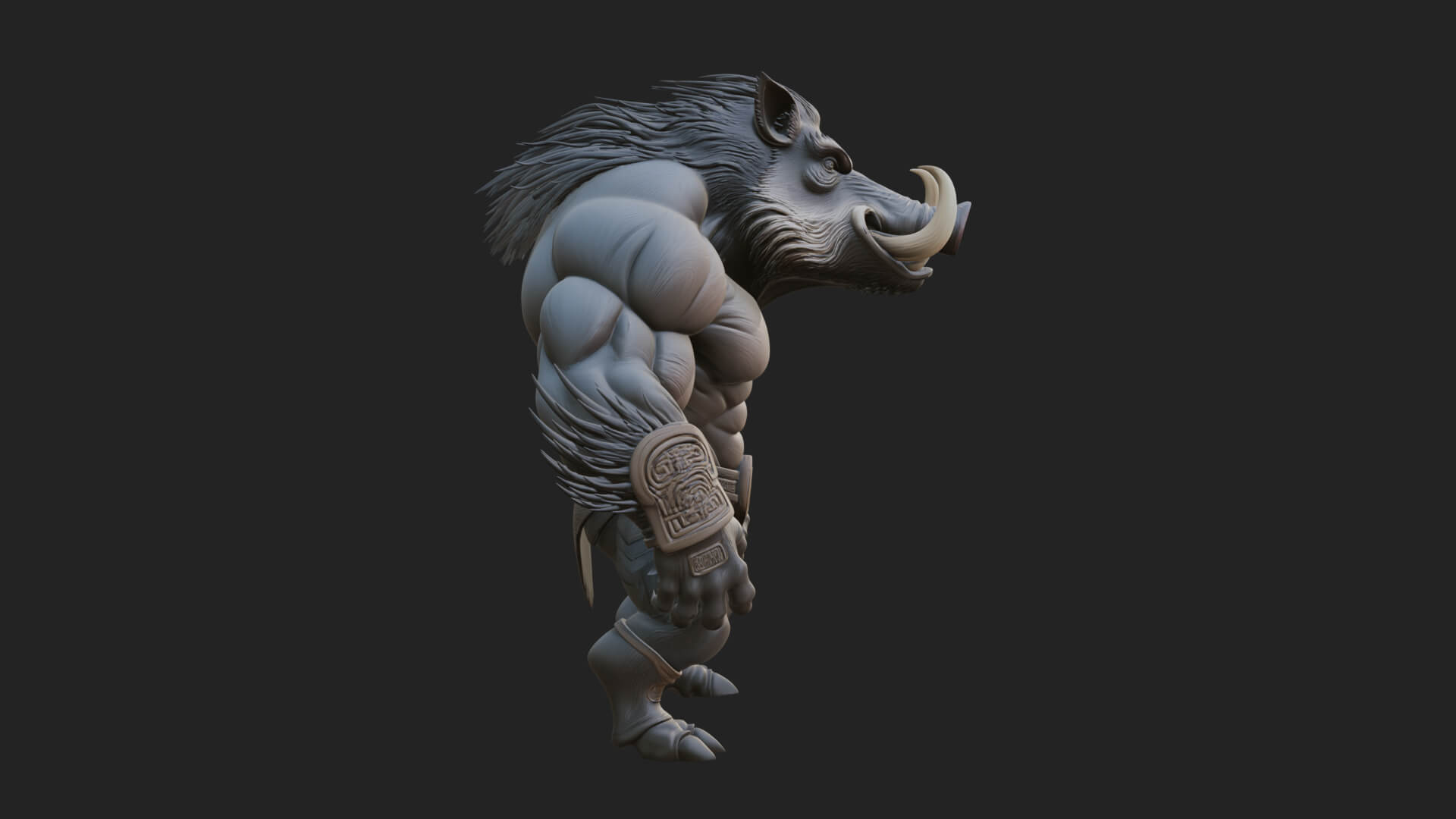 Warrior with Boar Head Statue Design 4 3D Print Model 3D Model