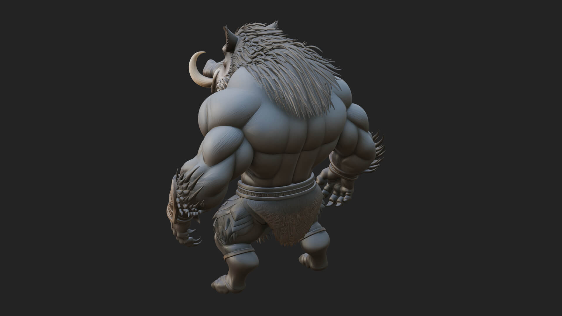 Warrior with Boar Head Statue Design 4 3D Print Model 3D Model