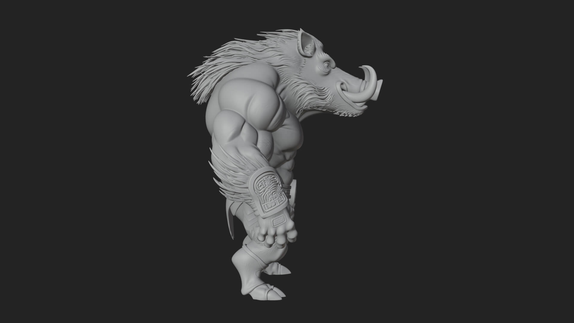 Warrior with Boar Head Statue Design 4 3D Print Model 3D Model