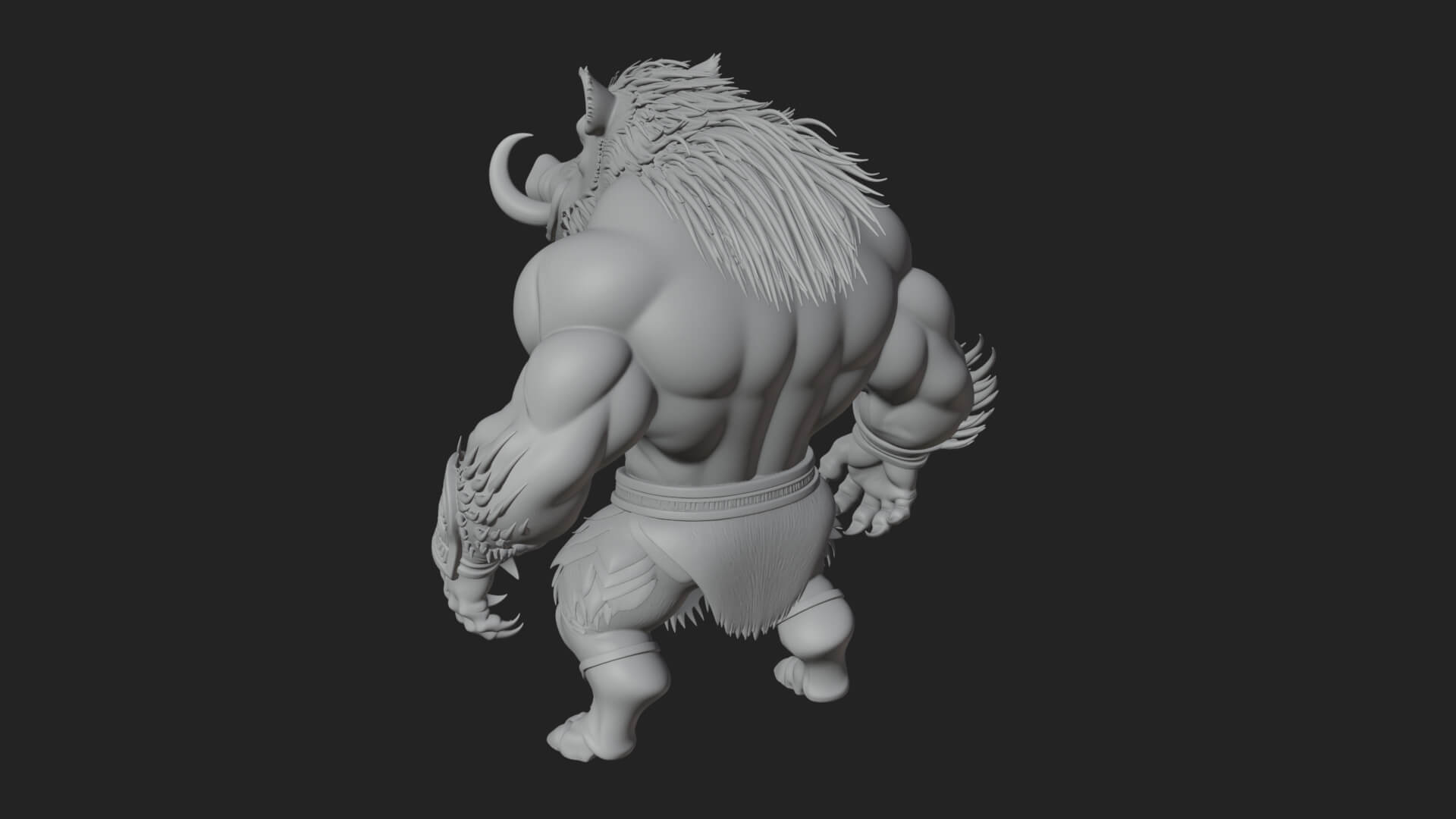Warrior with Boar Head Statue Design 4 3D Print Model 3D Model