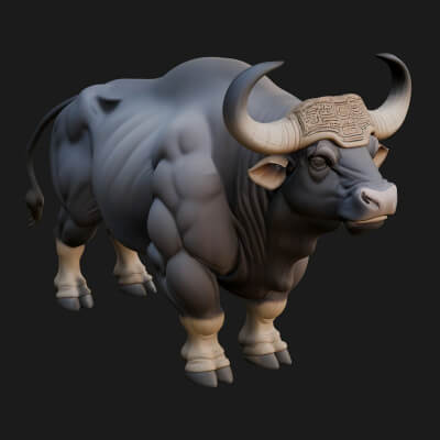 Water Buffalo Statue Design 1 3D Print Model