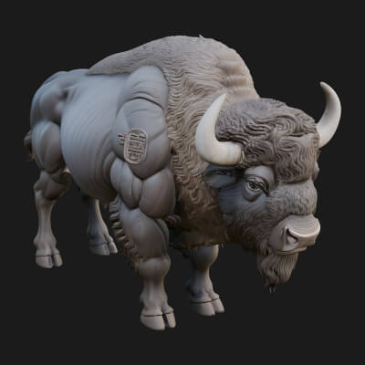 Water Buffalo Statue Design 10 3D Print Model