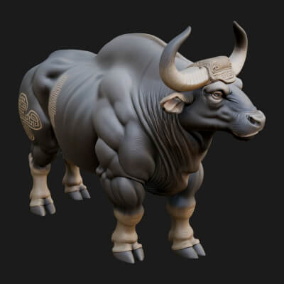 Water Buffalo Statue Design 13 3D Print Model