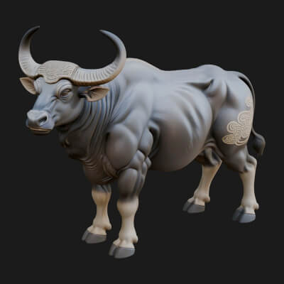 Water Buffalo Statue Design 14 3D Print Model