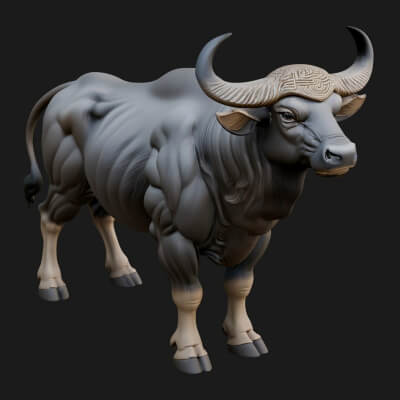 Water Buffalo Statue Design 16 3D Print Model