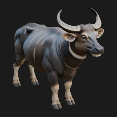 Water Buffalo Statue Design 4 3D Print Model